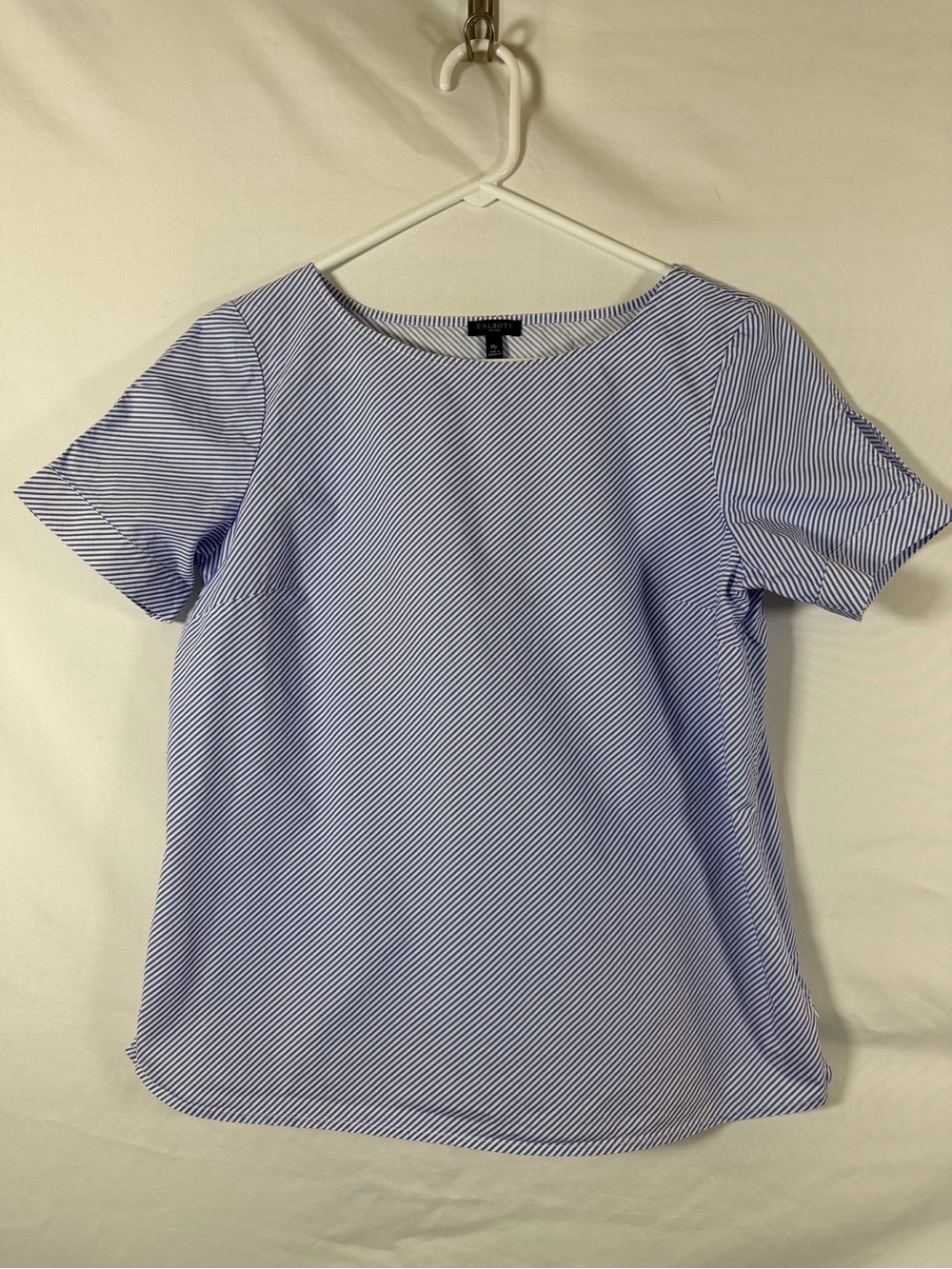 Talbots Petites Blue White Stripe Cotton Top MP Side Zips